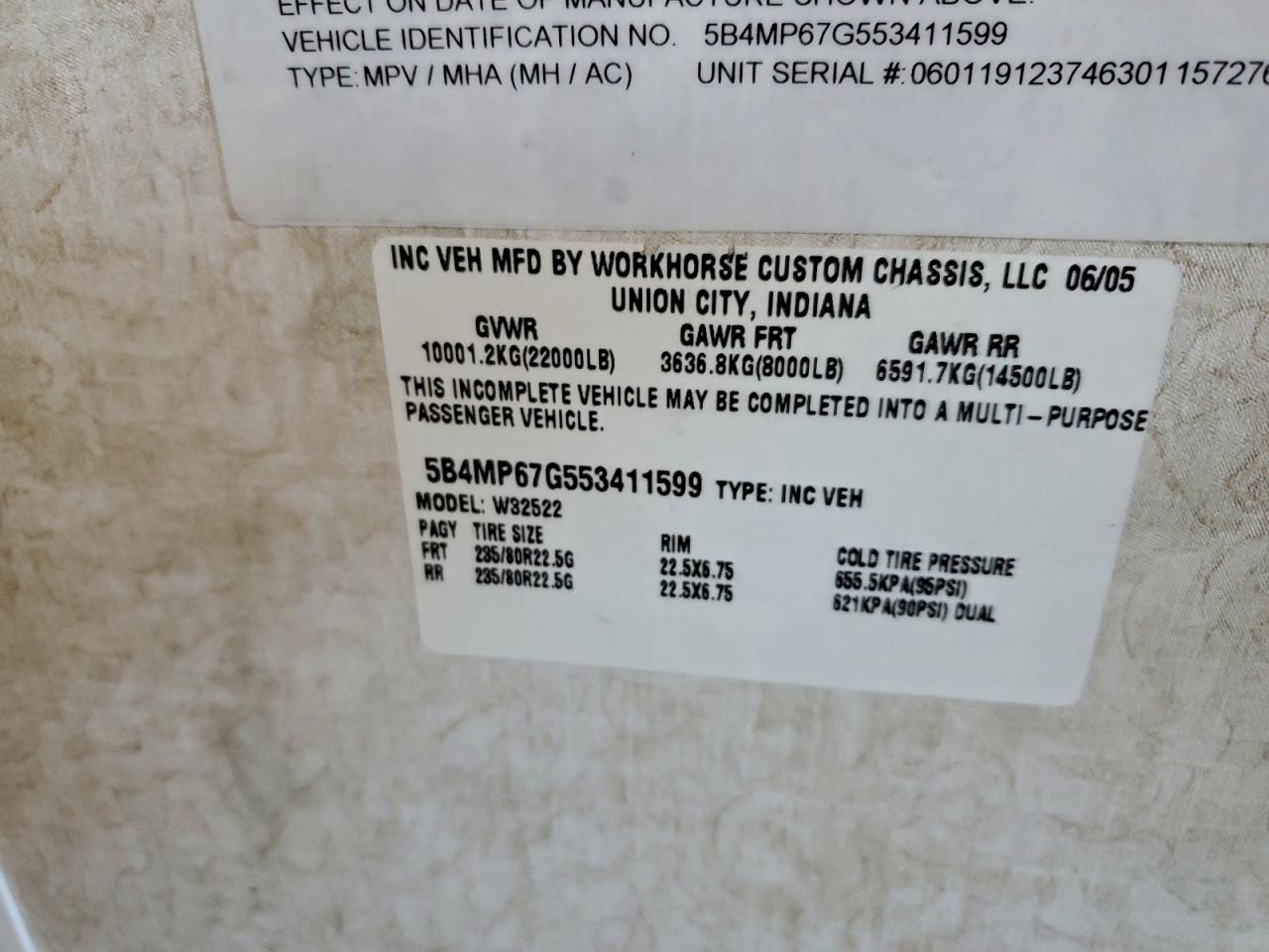 Workhorse Custom Cha Motorhome W22 Image 8